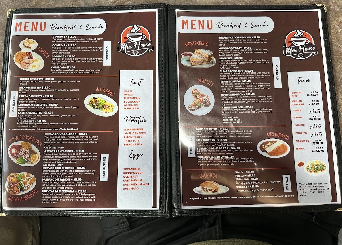 Mex House menu board