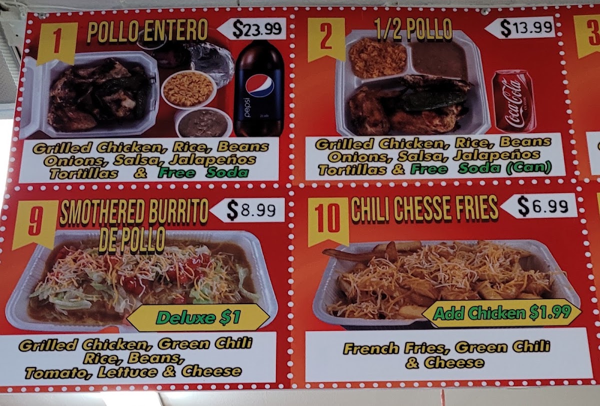 El Pollote Mexican Restaurant menu board