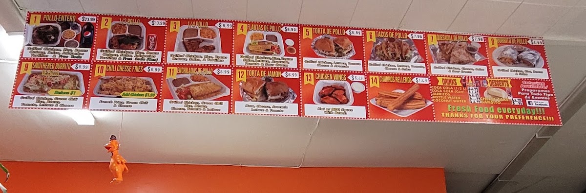 El Pollote Mexican Restaurant menu board