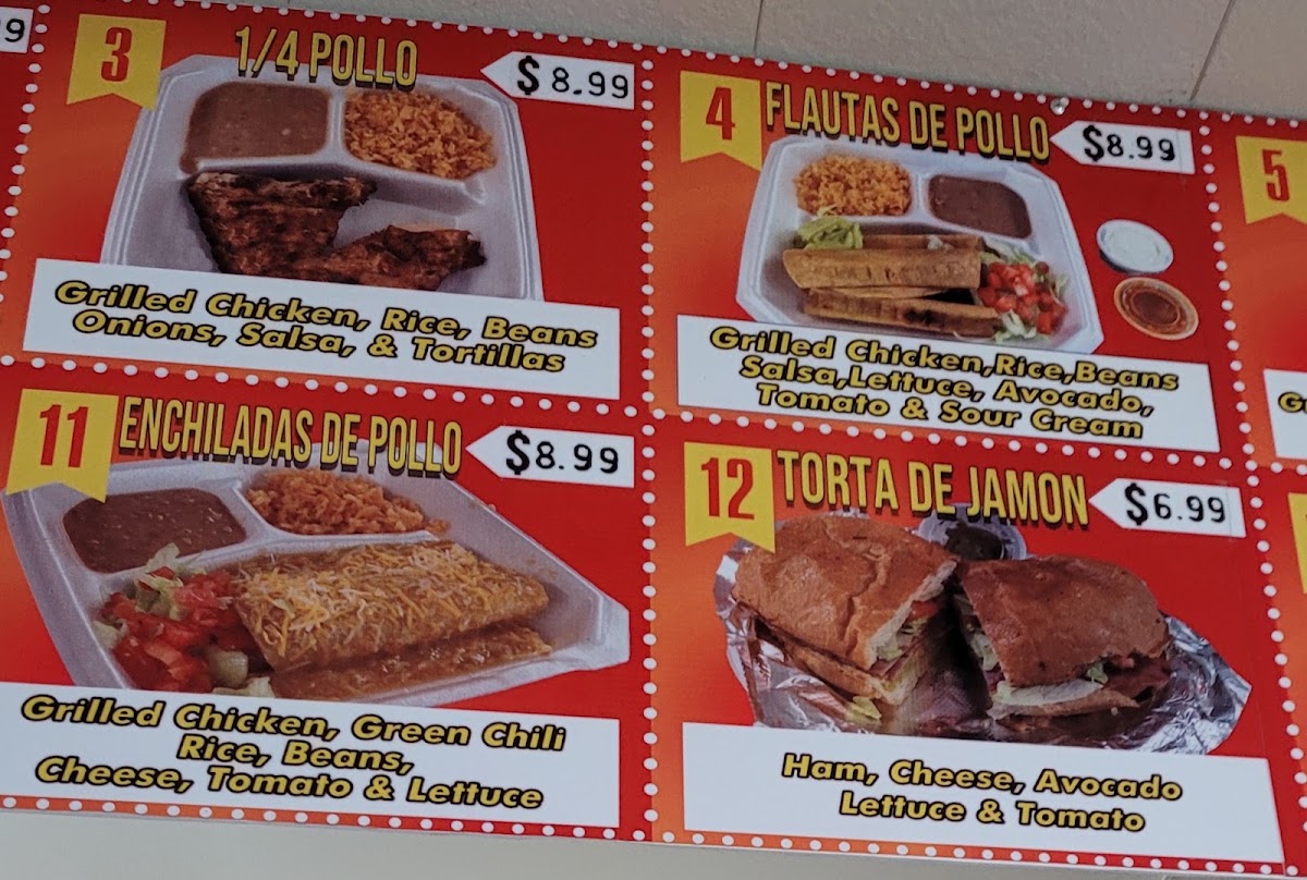 El Pollote Mexican Restaurant menu board