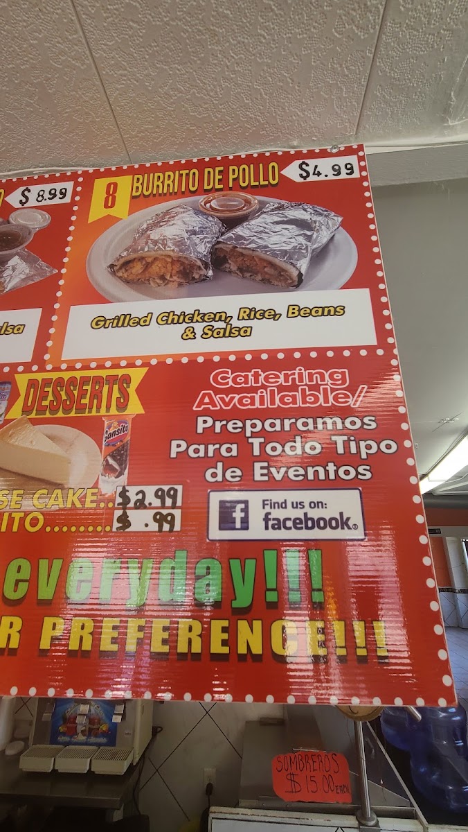 El Pollote Mexican Restaurant menu board
