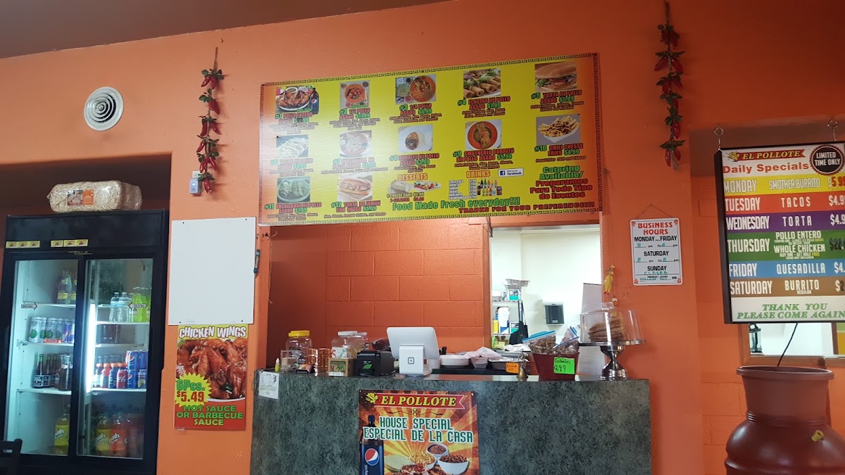 El Pollote Mexican Restaurant menu board