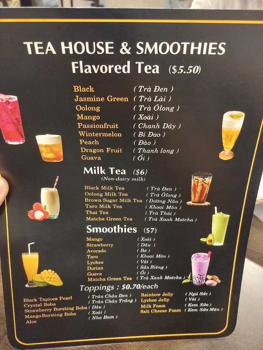 New Star Viet Bistro- Vietnamese Restaurant & Boba Tea menu board