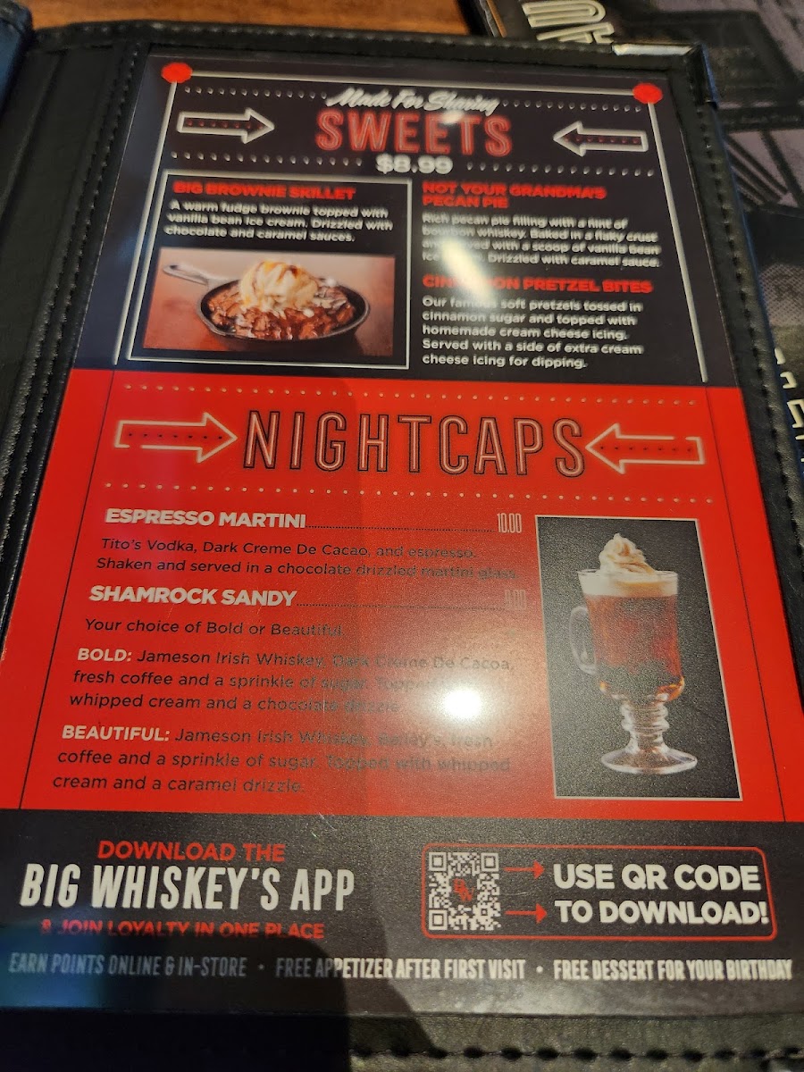 Big Whiskey's - Lebanon menu board