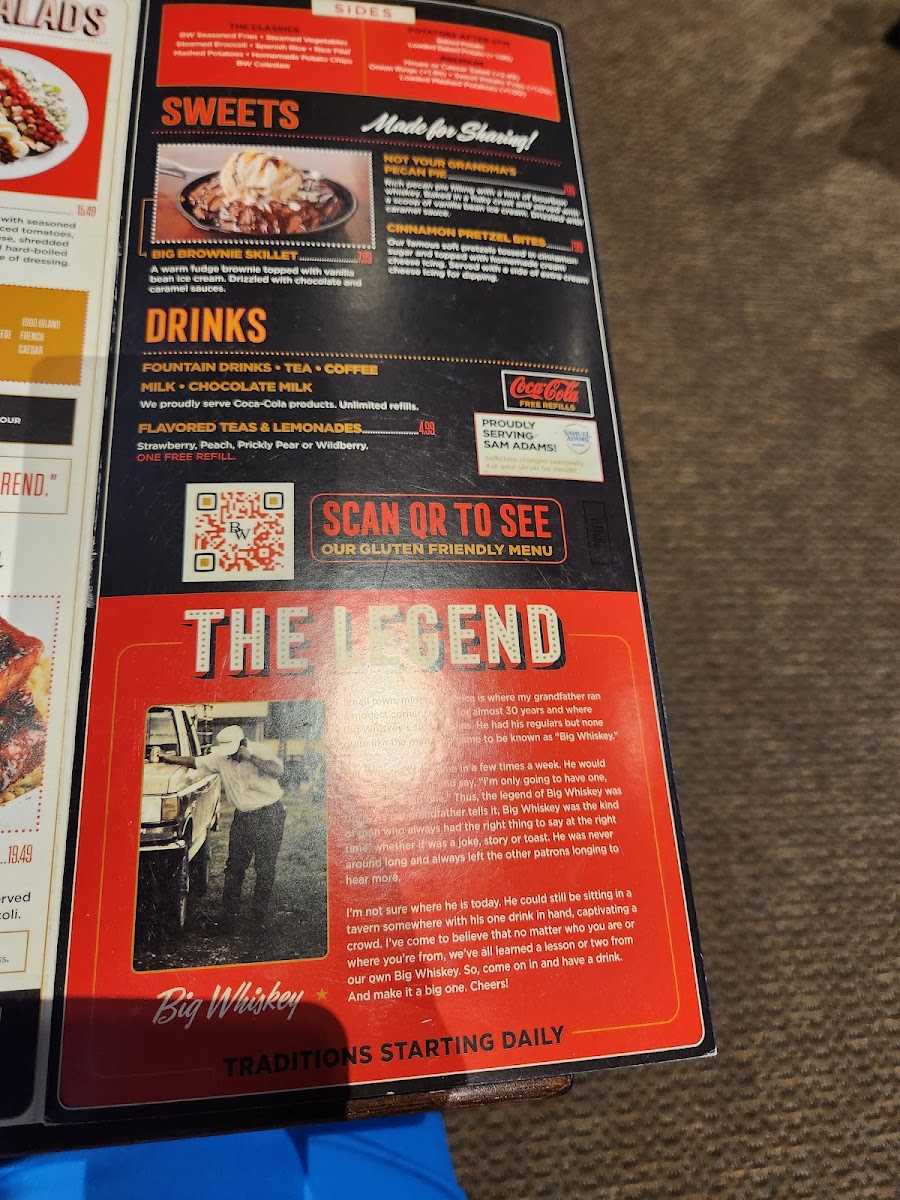 Big Whiskey's - Lebanon menu board
