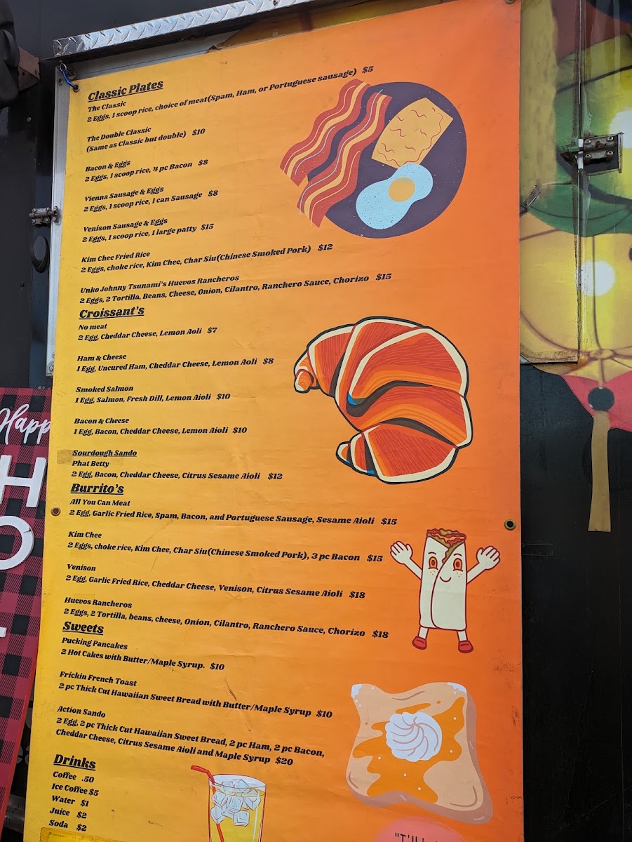 Maui Breakfast Food Truck menu board