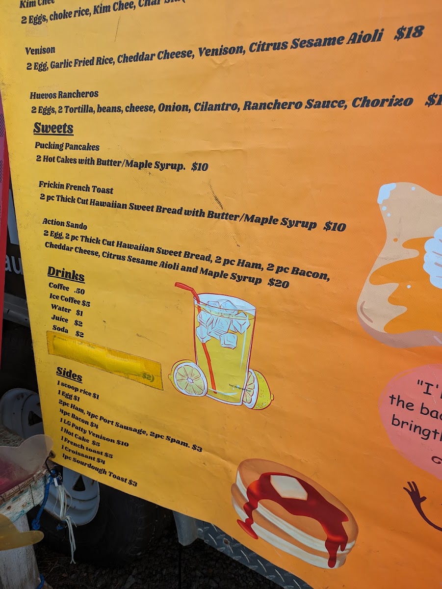 Maui Breakfast Food Truck menu board
