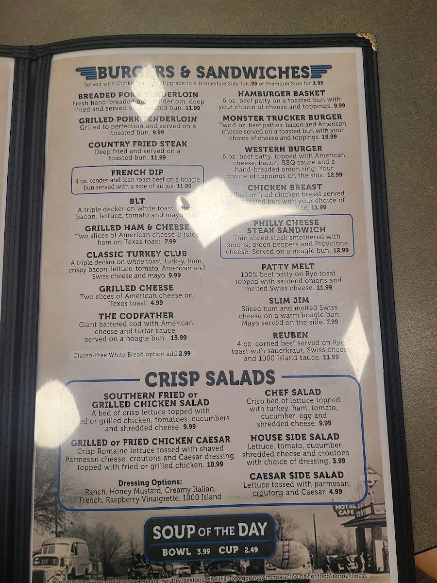 Jonesys menu board