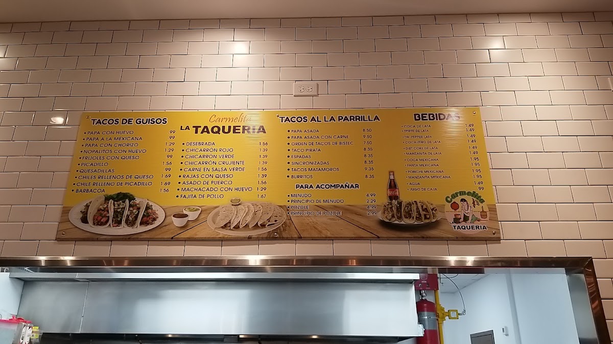 Carmelita La Taqueria menu board