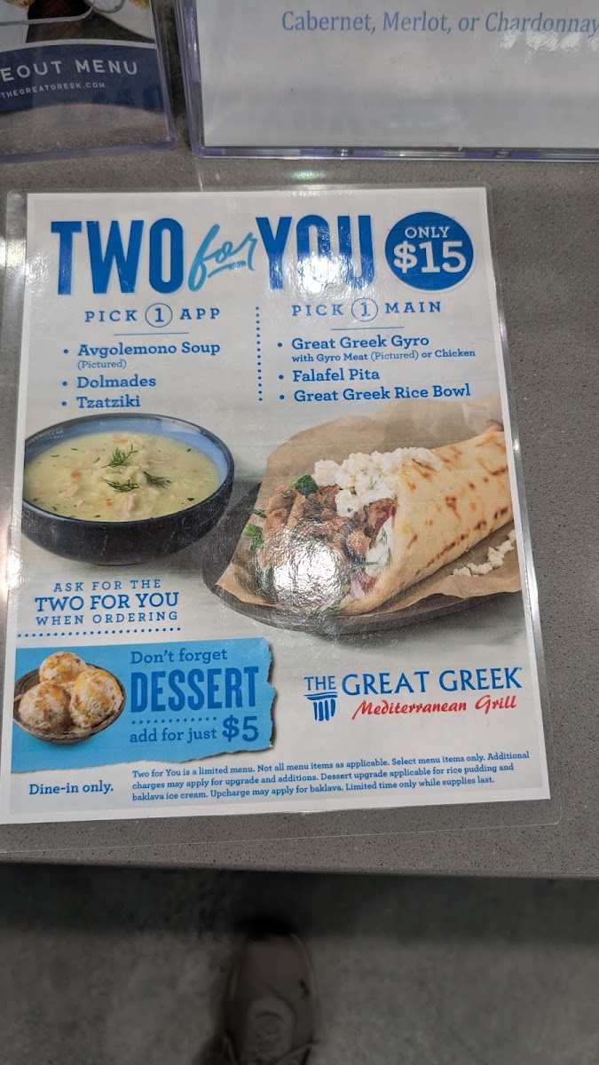 The Great Greek Mediterranean Grill — Roswell menu board