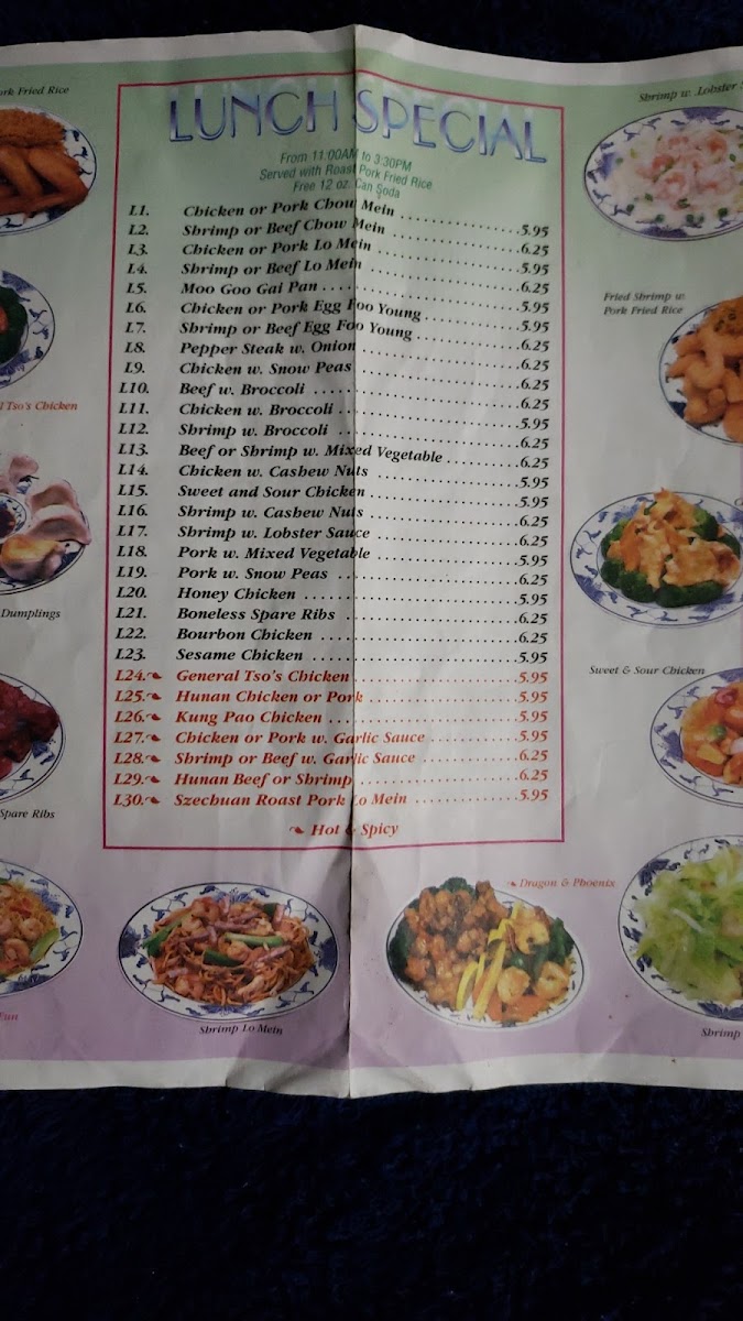 New China Restaurant menu board