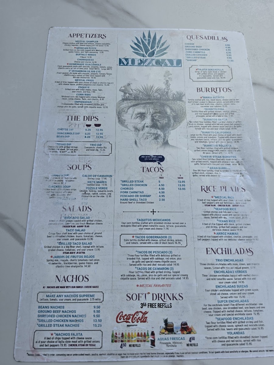 Mezcal menu board