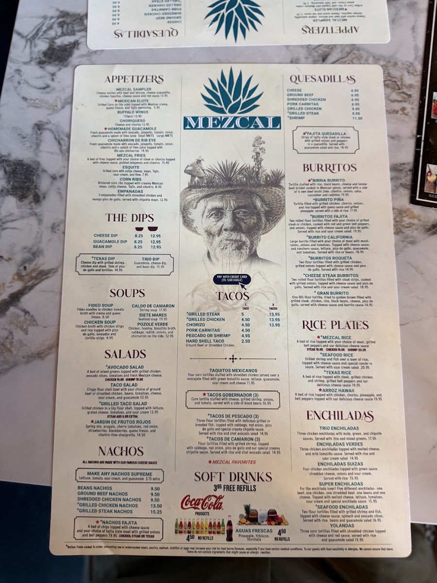 Mezcal menu board
