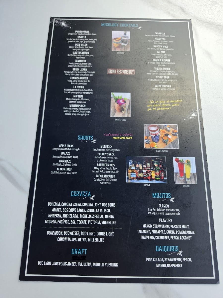 Mezcal menu board