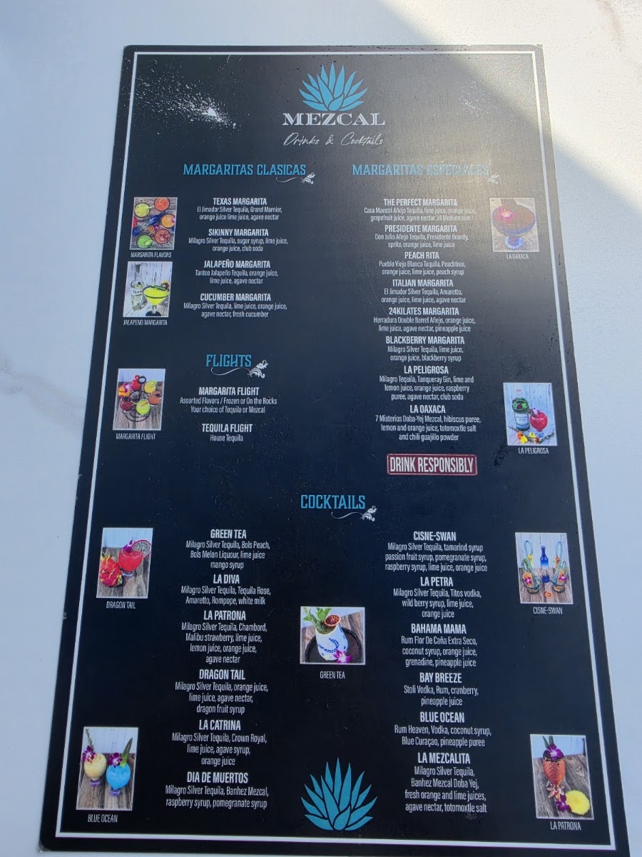 Mezcal menu board