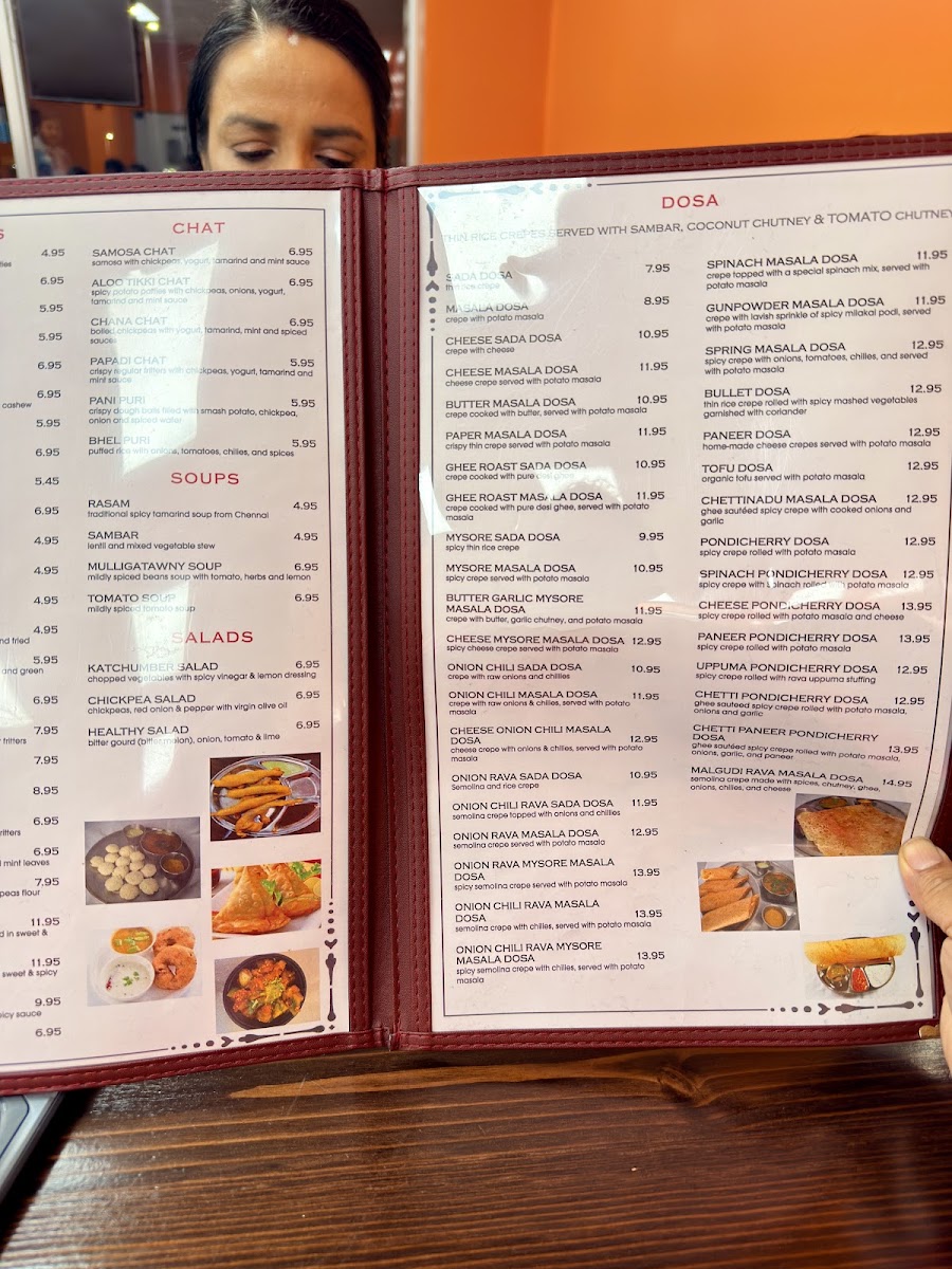 Dosa Hut menu board