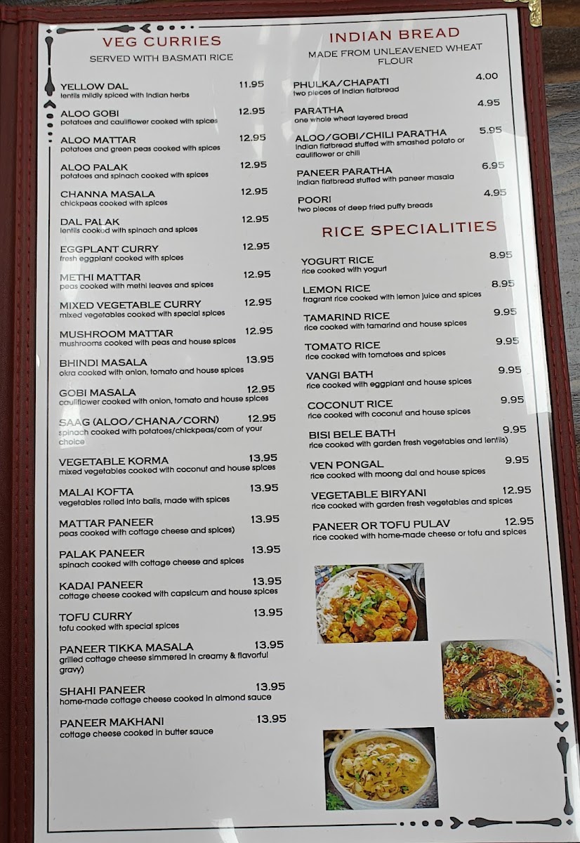 Dosa Hut menu board