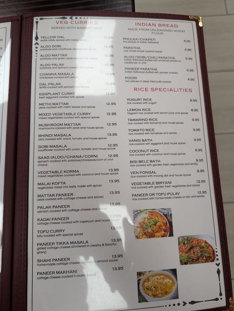Dosa Hut menu board