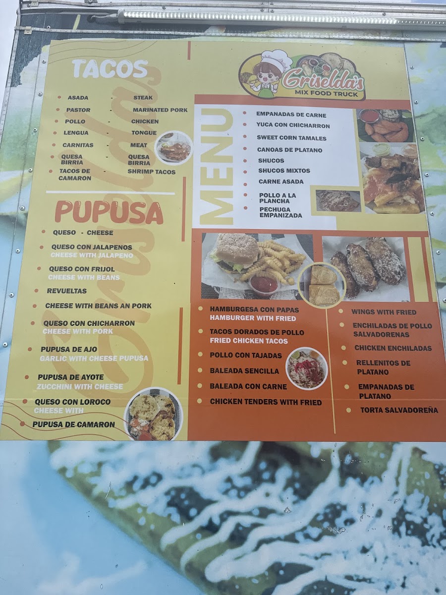 Griselda’s Mix Food Truck menu board