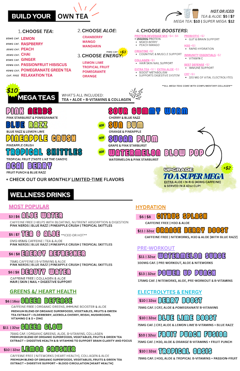 Liberty Nutrition menu board