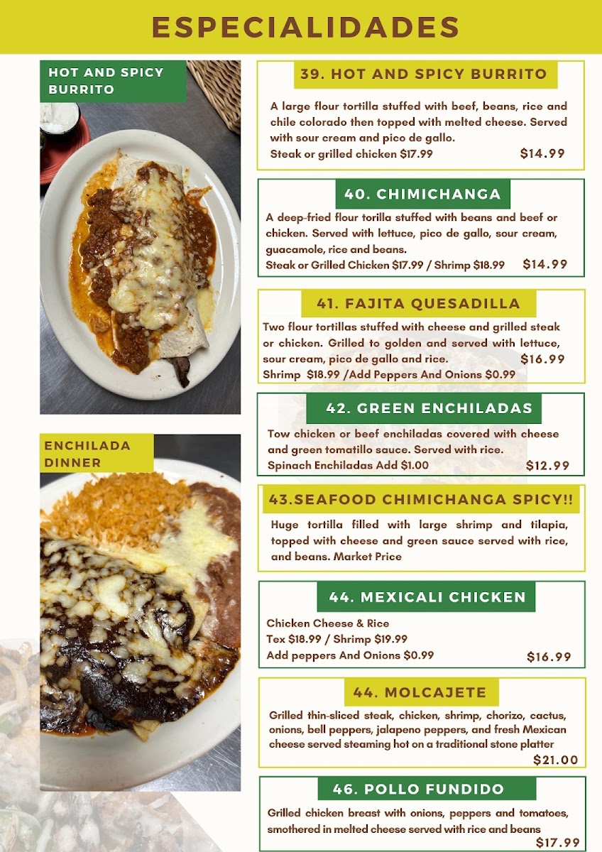 Mexicali Grill menu board