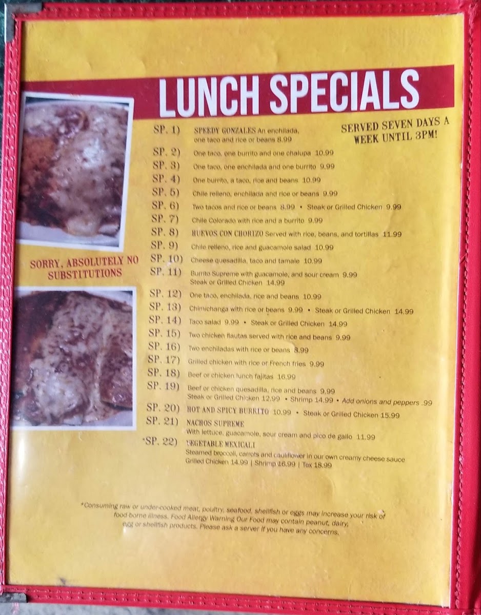 Mexicali Grill menu board