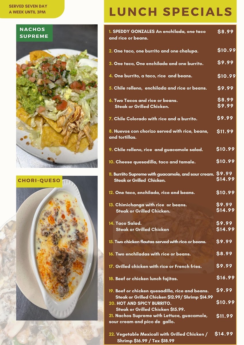 Mexicali Grill menu board