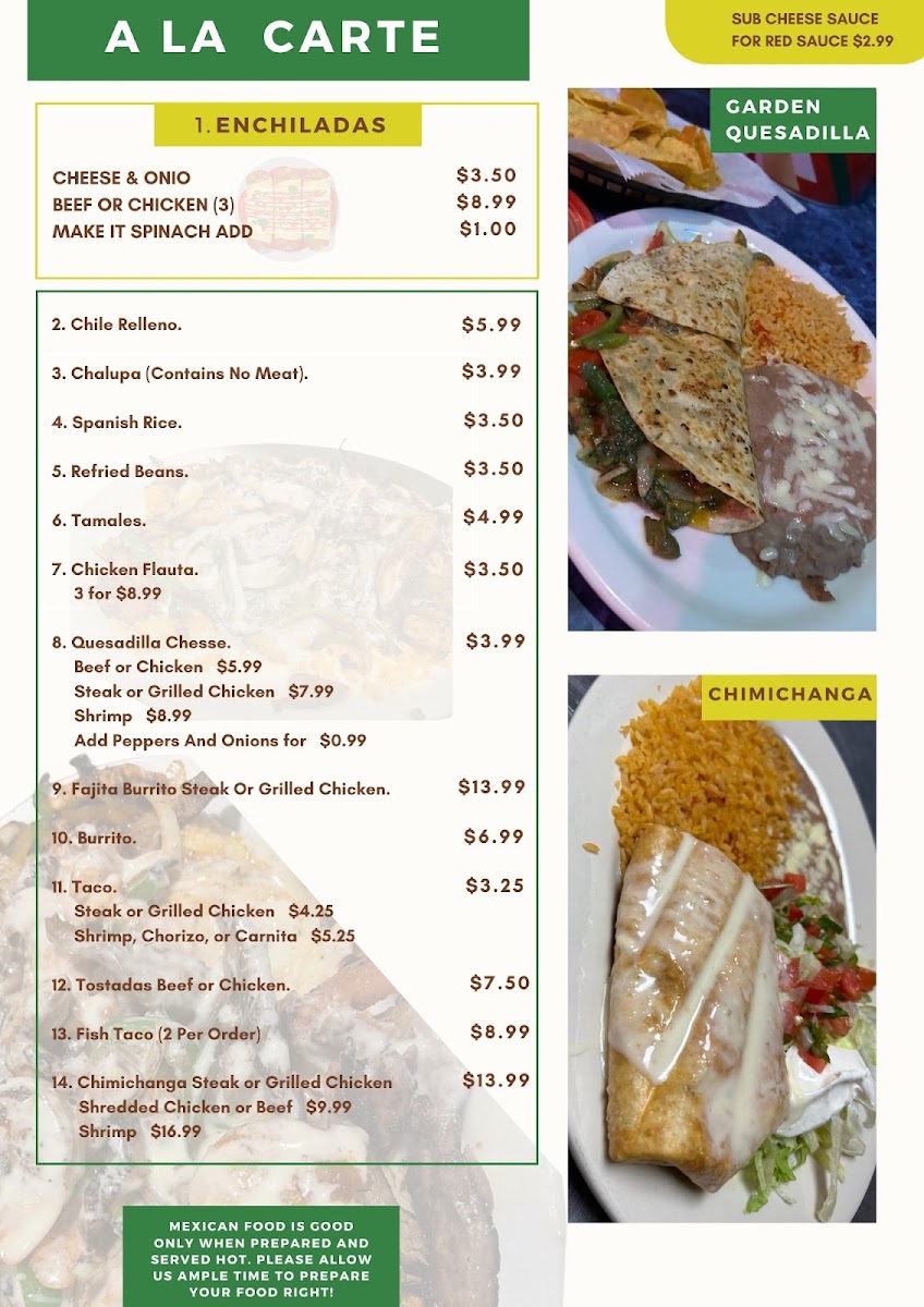 Mexicali Grill menu board