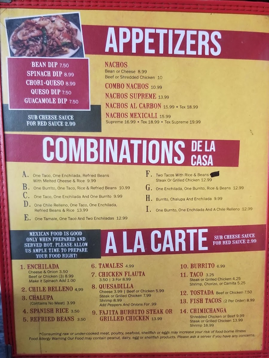 Mexicali Grill menu board