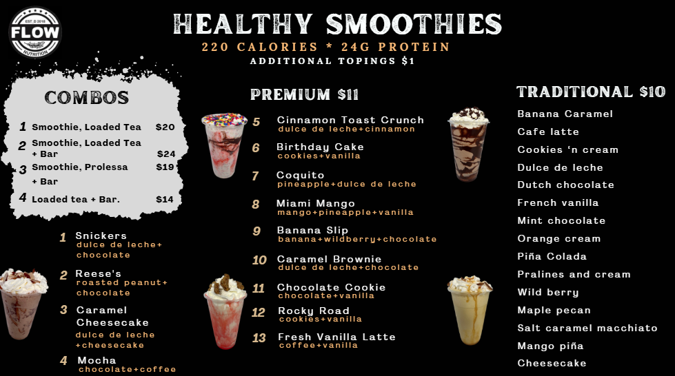 Herbalife Flow Nutrition Club menu board
