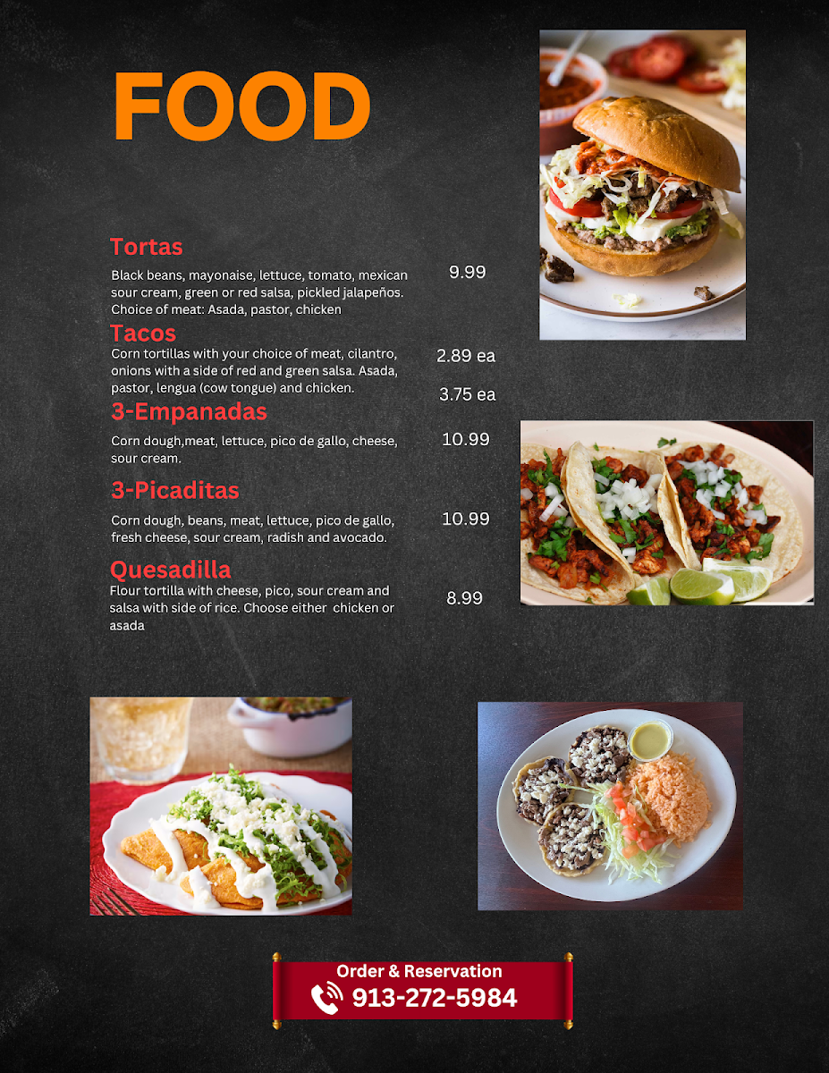 Taquitos El Nopal menu board
