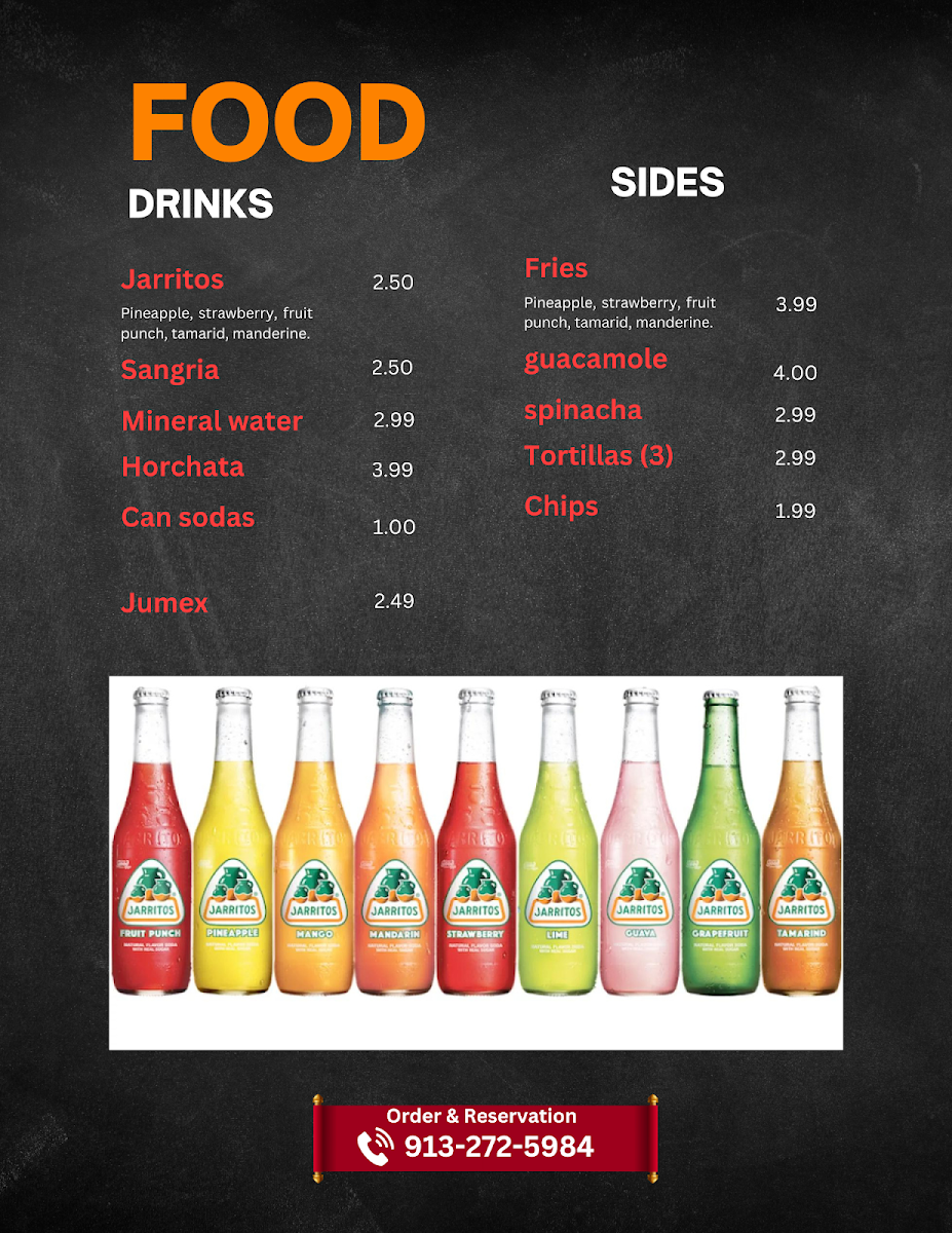 Taquitos El Nopal menu board