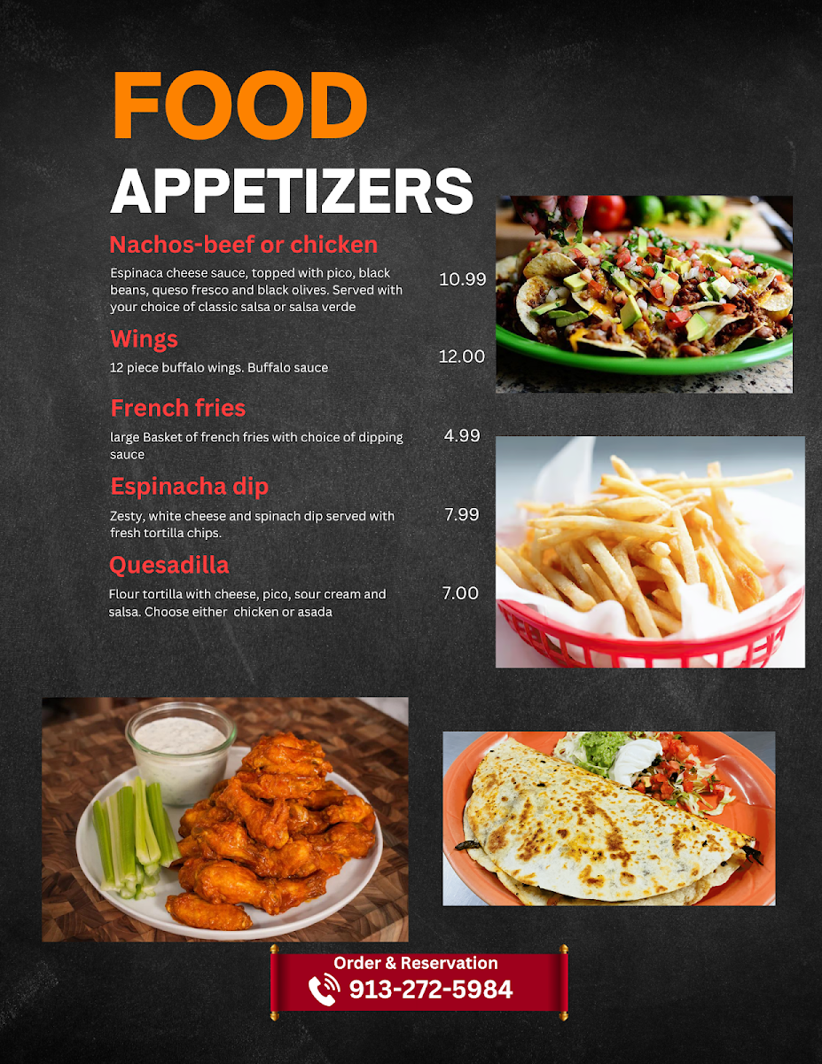 Taquitos El Nopal menu board