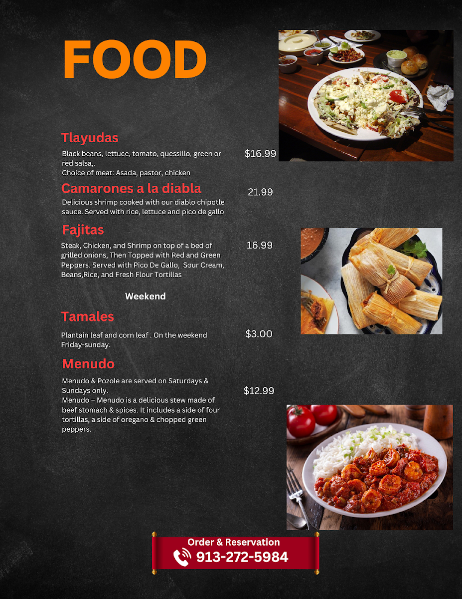 Taquitos El Nopal menu board