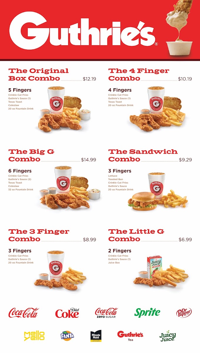 Guthrie's Chicken menu board