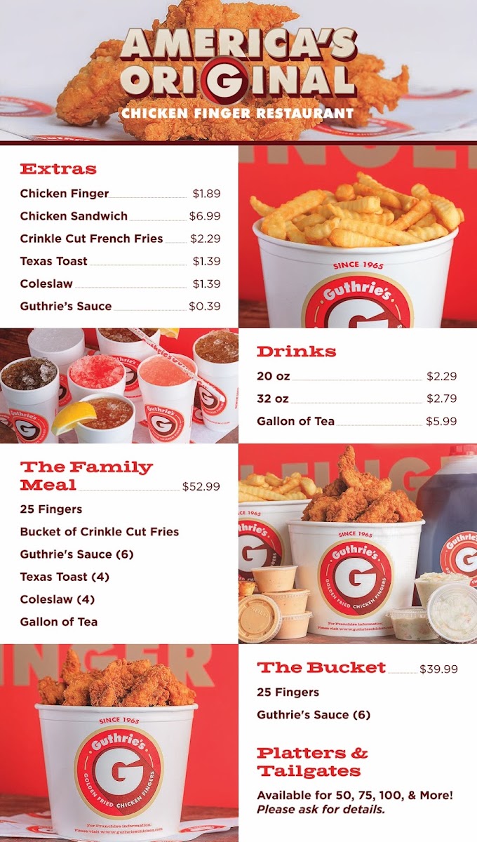Guthrie's Chicken menu board