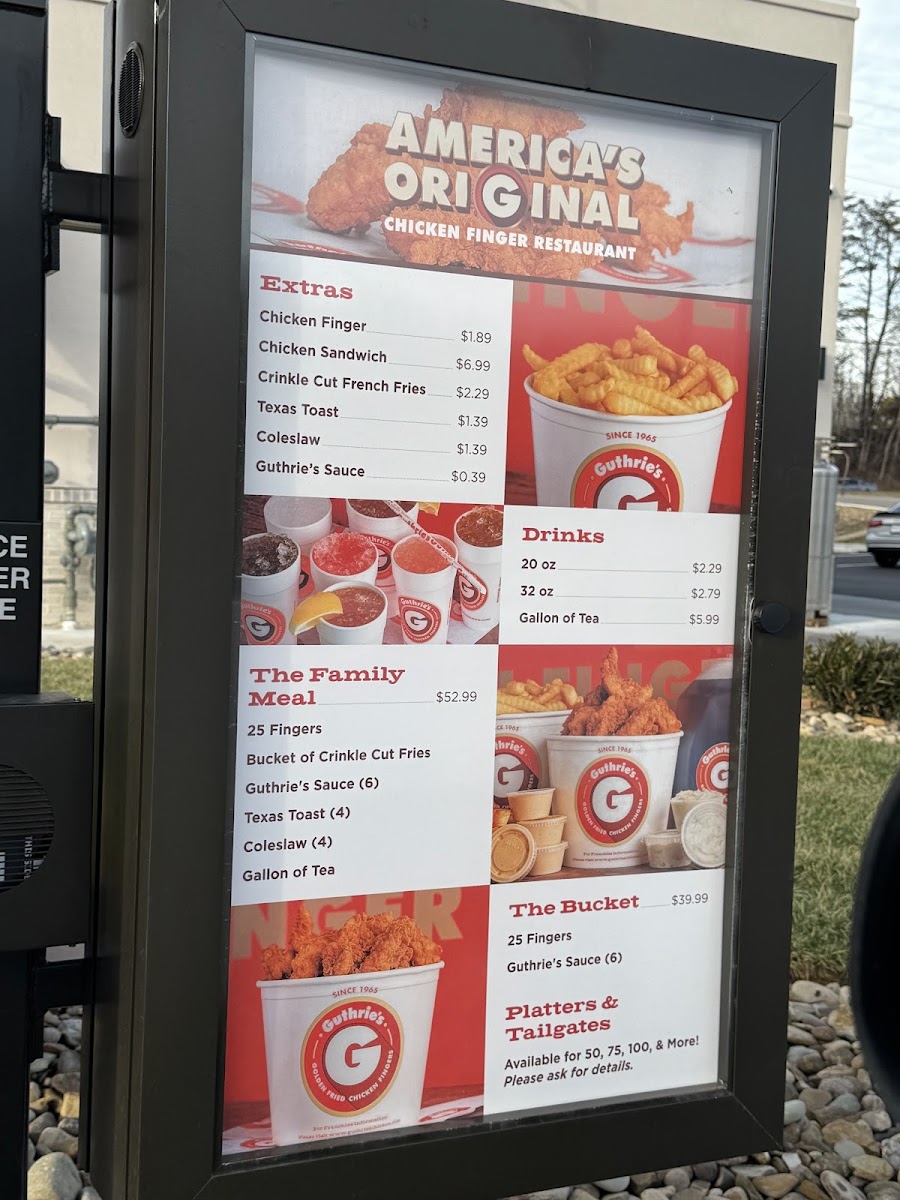 Guthrie's Chicken menu board
