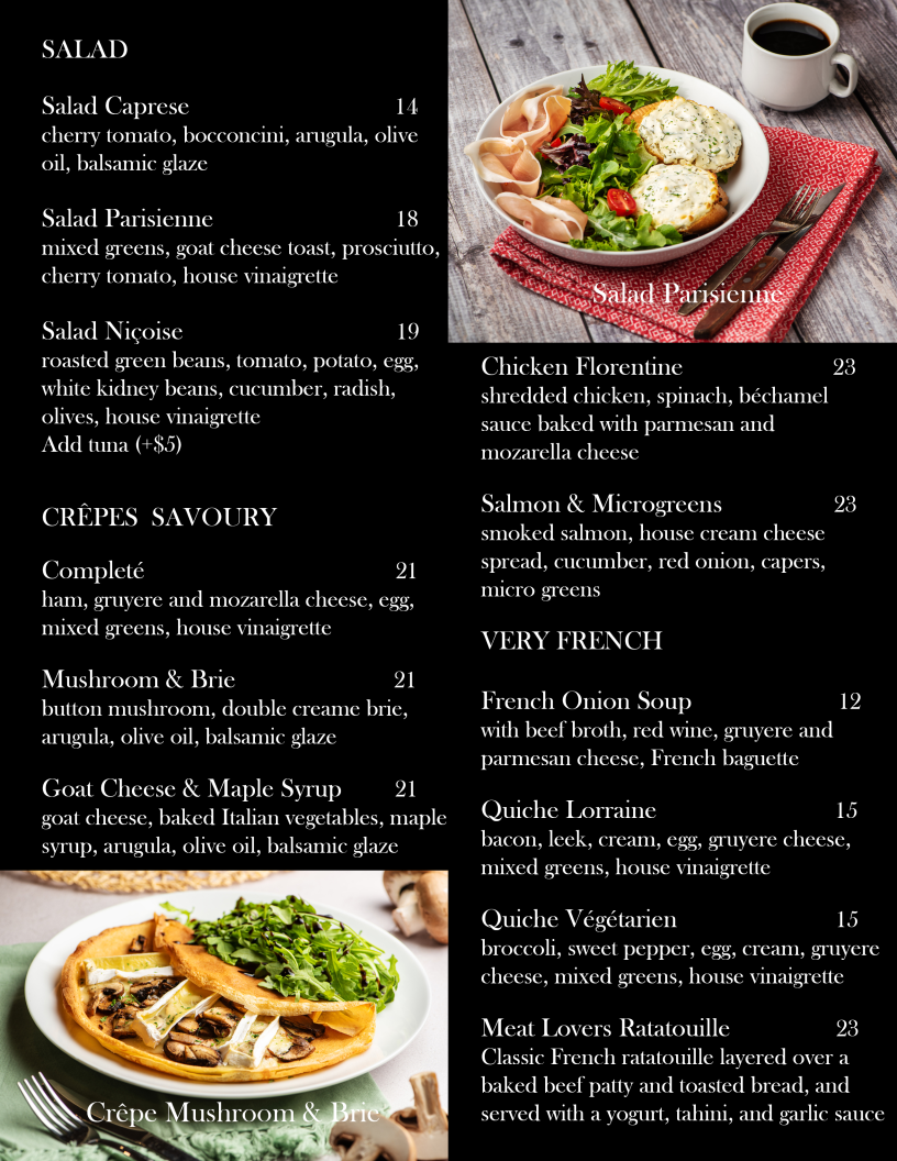 French Lunch menu board