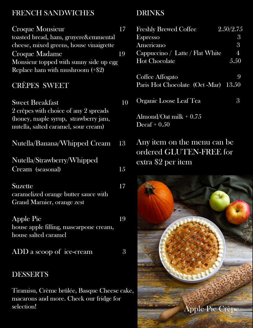 French Lunch menu board
