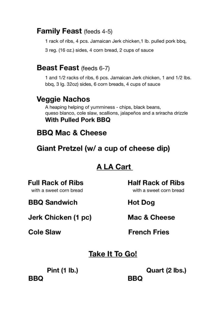 Feast with the Beast BBQ @ Blue Toad Hard Cider menu board