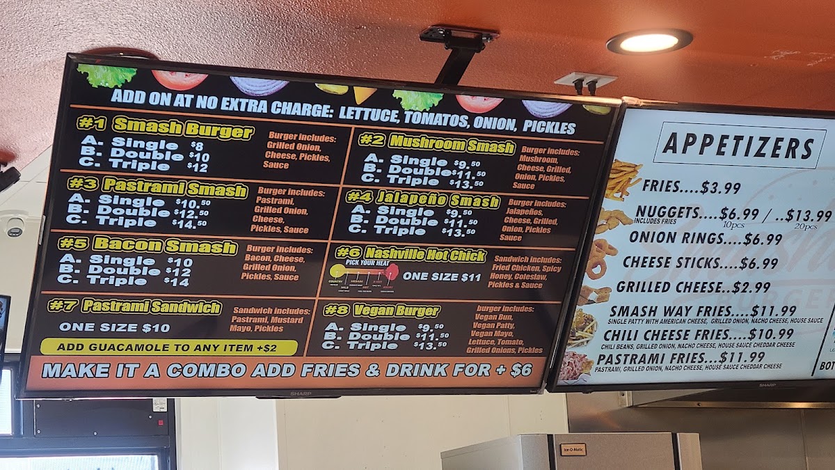 SMASHWAY BURGERS menu board