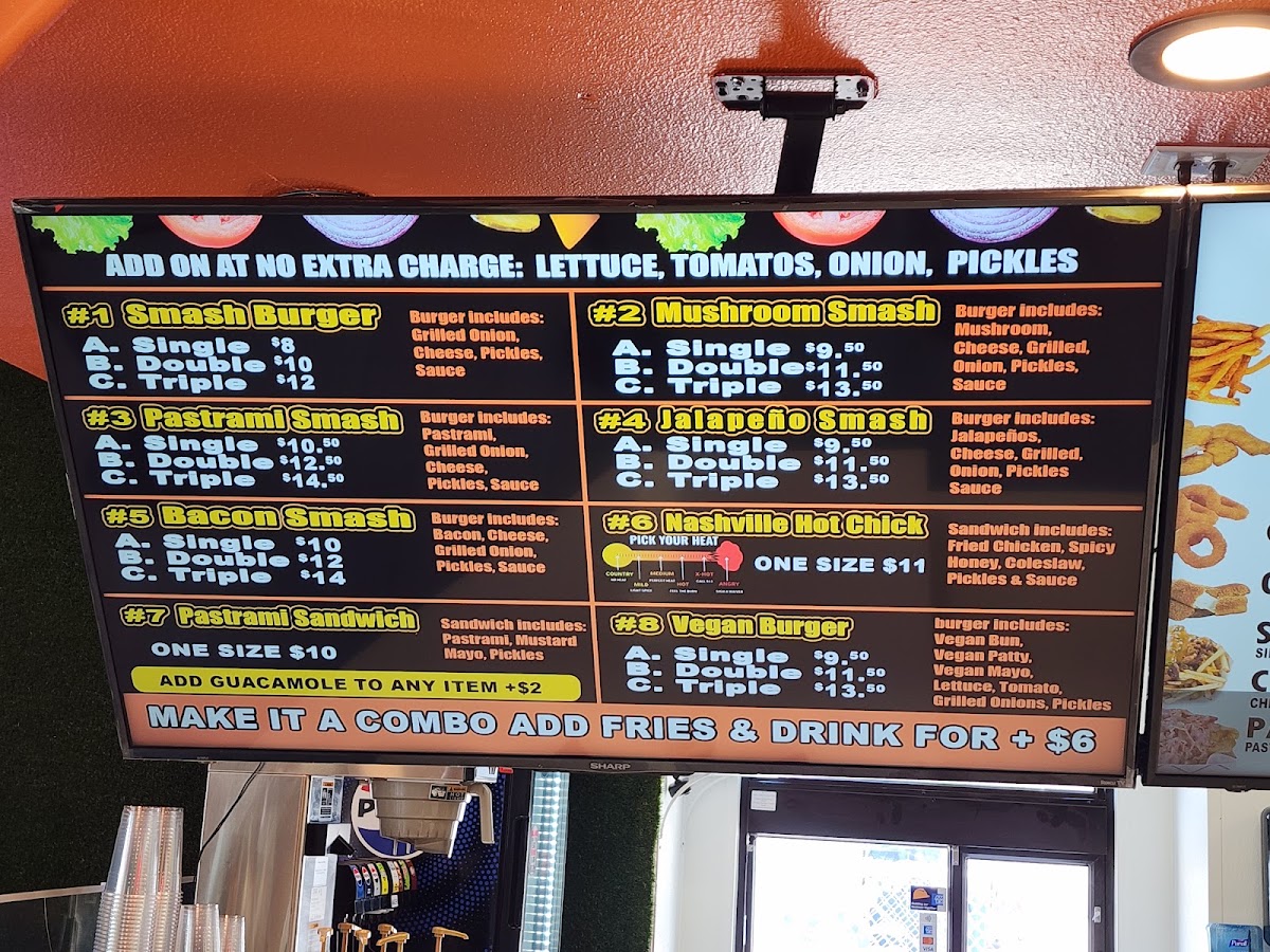 SMASHWAY BURGERS menu board