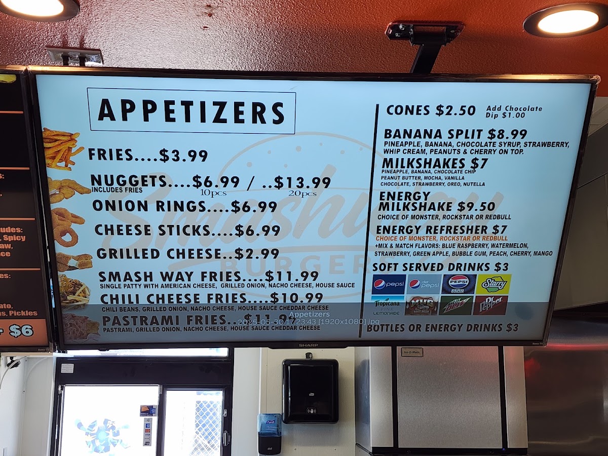 SMASHWAY BURGERS menu board