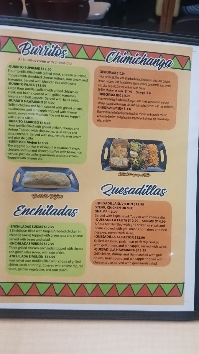 Taquería El Viejon | Mexican menu board