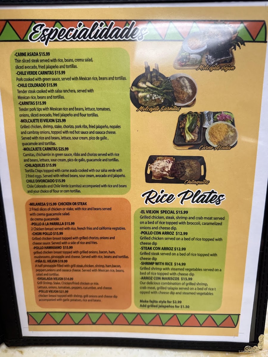 Taquería El Viejon | Mexican menu board