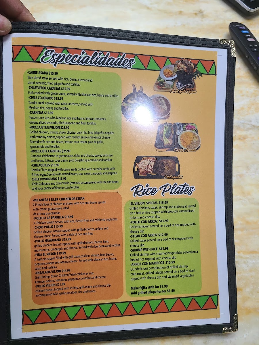 Taquería El Viejon | Mexican menu board