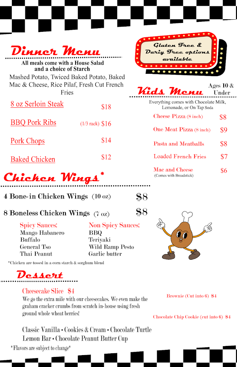Baked Pizza & Sandwiches menu board