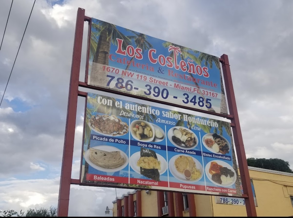 Los Costeños Cafeteria & Restaurant menu board