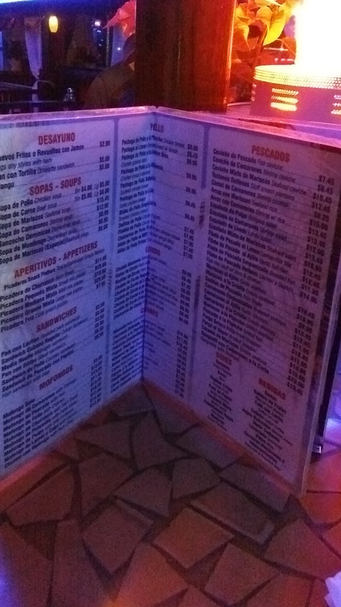 El Deseo Restaurant & Lounge menu board
