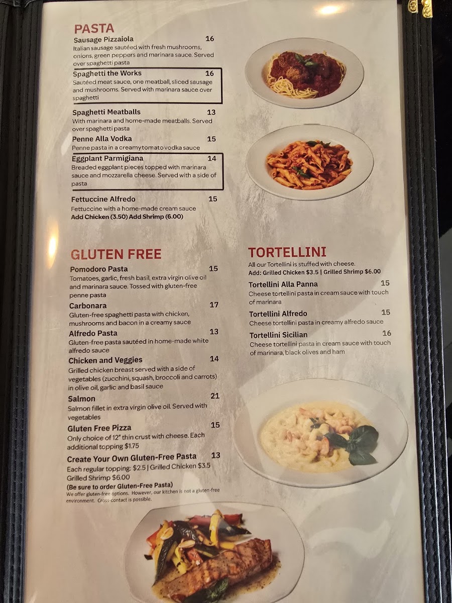 Adriatic Cafe Italian Grill menu board